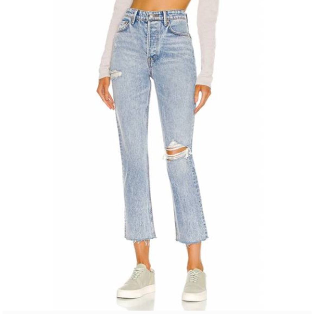 GRLFRND Karolina High-Rise Straight Crop Jeans Larchmont Sz 32 $215 {HH35}